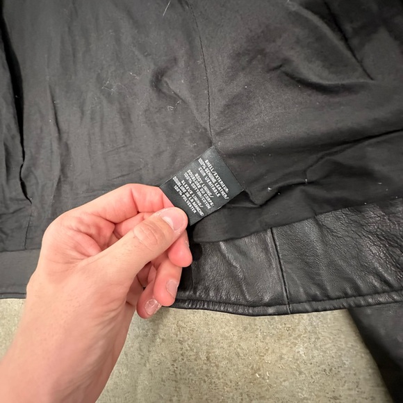 7 For All Mankind Leather motorcycle Jacket black grunge size medium punk rock - Picture 8 of 8